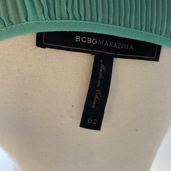 NWOT BCBG Pleated Cocktail Dress Aqua Green with Multi Colours - Picture 5 of 7